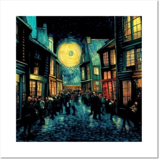 Starry Night in Diagon Alley Posters and Art